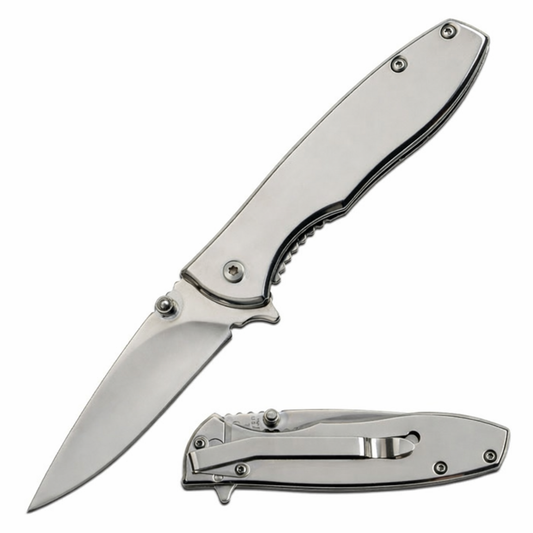 6.75" Tac-Force Spring Assisted Knife w/ Stainless Steel Handle and Pocket Clip